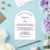 Invitations En Acrylique Purple Blanc Élégant Script Moderne Simple Mariage (Insitu (Mariage))