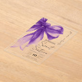 Invitations En Acrylique Purple Bow Coquette Script Sweet 16 Party (Poser)