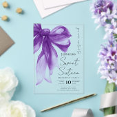 Invitations En Acrylique Purple Bow Coquette Script Sweet 16 Party (Insitu (Mariage))