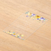 Invitations En Acrylique Purple Flowers, Yellow Flowers, Greenery, Wedding (Poser)