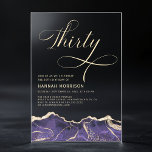 Invitations En Acrylique Purple Gold Agate 30e fête de trente ans<br><div class="desc">Une invitation sophistiquée et élégante de 30e anniversaire avec un design d'agate violet et or riche. Cette invitation allie luxe moderne et beauté intemporelle. Les tons violets profonds, accentués par des détails dorés éclatants, créent une esthétique royale et élégante, ce qui en fait le choix idéal pour une célébration marquant...</div>