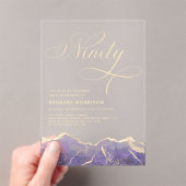 Invitations En Acrylique Purple Gold Agate 90ème Soixante-Dix Anniversaire (In situ (ordinateur de poche))
