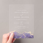 Invitations En Acrylique Purple Gold Agate Élégant Mariage moderne (In situ (ordinateur de poche))