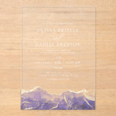 Invitations En Acrylique Purple Gold Agate Élégant Mariage moderne (Recto)