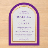 Invitations En Acrylique Purple gold and white simplistic wedding (Recto)