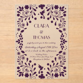 Invitations En Acrylique Purple Plum Whimsical Wedding  (Recto)