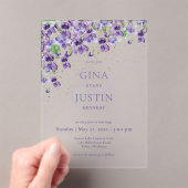 Invitations En Acrylique Purple Watercolor Violets Wedding (In situ (ordinateur de poche))