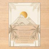 Invitations En Acrylique Pyramides Rétro De Gizeh Egypte Destination Mariag (Recto)