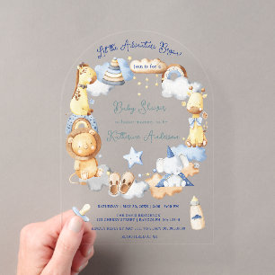 Invitations En Acrylique Que l'aventure commence Jouet pour bébé garçon Cad