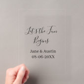 Invitations En Acrylique que le plaisir commence nom couple date simpl (In situ (ordinateur de poche))