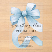 Invitations En Acrylique Quelque chose de bleu avant de faire Blue Bow Fête (Recto)