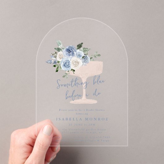 Invitations En Acrylique Quelque chose de bleu avant de faire Fête des mari (In situ (ordinateur de poche))