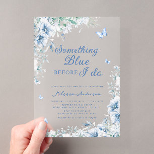 Invitations En Acrylique Quelque chose de bleu avant mon élégante douche de