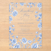 Invitations En Acrylique Quelque chose de bleu Elegant Fête des mariées Chi (Recto)