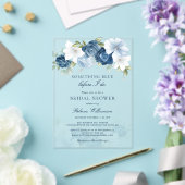 Invitations En Acrylique Quelque Chose Floral Bleu Avant De Faire Fête des (Insitu (Mariage))