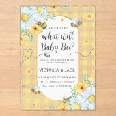 Invitations En Acrylique Qu'est-ce que Baby Bee Jaune En vichy la révélatio (Recto)