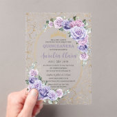 Invitations En Acrylique Quinceanera 16 15 Purple Lilac Floral Or Moderne F (In situ (ordinateur de poche))
