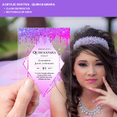 Invitations En Acrylique Quinceanera ACRYLIQUE Parties scintillant rose pou