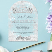 Invitations En Acrylique Quinceanera Anniversaire Silver snowflakes Tiara