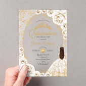 Invitations En Acrylique Quinceanera Cream Gold Floral (In situ (ordinateur de poche))