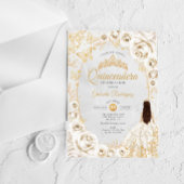 Invitations En Acrylique Quinceanera Cream Gold Floral
