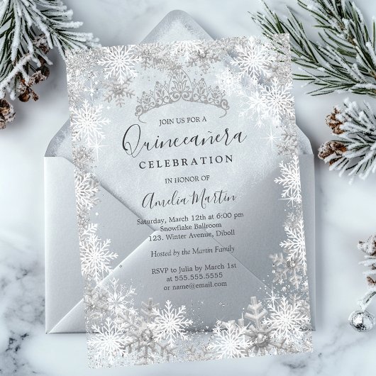 Invitations En Acrylique Quinceanera d'hiver