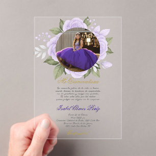 Invitations En Acrylique Quinceañera en acrílico con imagen en español