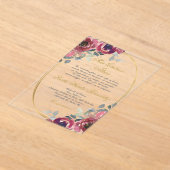 Invitations En Acrylique Quinceanera espagnole florale bordeaux (Poser)