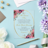 Invitations En Acrylique Quinceanera espagnole florale bordeaux (Insitu (Mariage))