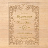 Invitations En Acrylique Quinceanera exclusif Or Céleste (Recto)