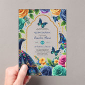 Invitations En Acrylique Quinceañera Fiesta Papillons Quince Roses (In situ (ordinateur de poche))