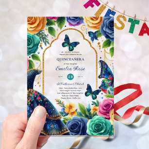 Invitations En Acrylique Quinceañera Fiesta Papillons Quince Roses