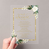 Invitations En Acrylique Quinceañera Florale Blanc Et Or (In situ (ordinateur de poche))