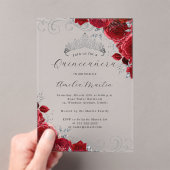 Invitations En Acrylique Quinceanera florale en argent rouge clair acryliqu (In situ (ordinateur de poche))