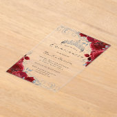 Invitations En Acrylique Quinceanera florale en argent rouge clair acryliqu (Poser)
