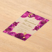 Invitations En Acrylique Quinceanera florale exclusive rose chaud (Poser)
