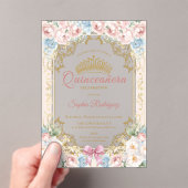 Invitations En Acrylique Quinceanera florale Princesse Rose Bow classe (In situ (ordinateur de poche))