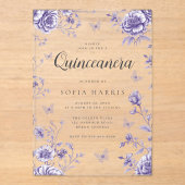 Invitations En Acrylique Quinceanera florale violette enchantée 15e anniver (Recto)