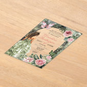 Invitations En Acrylique Quinceanera, forêt lunaire rose et vert sage (Poser)