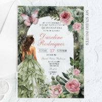 Quinceanera, forêt lunaire rose et vert sage