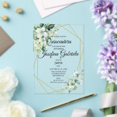 Invitations En Acrylique Quinceanera green floral (Insitu (Mariage))