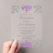 Invitations En Acrylique Quinceanera hivernale Silver violet (In situ (ordinateur de poche))