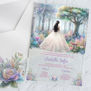 Invitations En Acrylique Quinceañera Jardin Enchanté