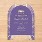 Invitations En Acrylique Quinceañera Lavender Purple Or Agate Élégant (Recto)