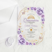Invitations En Acrylique Quinceanera Lilac Floral pourpre