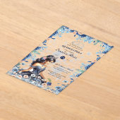 Invitations En Acrylique Quinceañera Marine Blue Peach Silver Robe Fleurs (Poser)