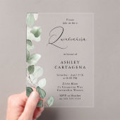 Invitations En Acrylique Quinceanera moderne Feuilles verts luxuriants (In situ (ordinateur de poche))