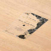 Invitations En Acrylique Quinceañera noir et or (Poser)