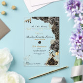 Invitations En Acrylique Quinceañera noir et or (Insitu (Mariage))