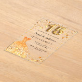 Invitations En Acrylique Quinceanera or étoiles robe claire (Poser)